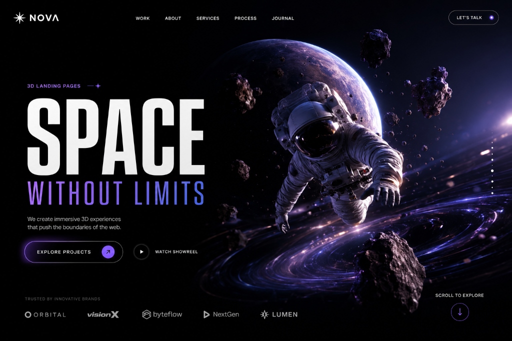 Space Without Limits 3D Landing Page
